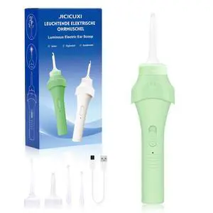 Electric Ear Cleaner with LED Light, Ear Cleaning Tool with 4 Replacement Tips, Low Noise USB Rechargeable Ear Care Set for Daily Outer Ear Cleaning-Olive Green Electric Ear Cleaner with LED Light, Ear Cleaning Tool with 4 Replacement Tips, Low Noise USB Rechargeable Ear Care Set for Daily Outer Ear Cleaning-Olive Green