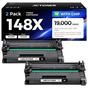 148X Black Toner Cartridge 2-Pack with chip High Yield Replacement for HP 148X W1480X 148A W1480A Compatible with HP LaserJet Pro MFP 4101dw 4101fdn 4101fdw 4001dn 4001dw 4001n 4001 4101 e Printer Ink 148X Black Toner Cartridge 2-Pack with chip High Yield Replacement for HP 148X W1480X 148A W1480A Compatible with HP LaserJet Pro MFP 4101dw 4101fdn 4101fdw 4001dn 4001dw 4001n 4001 4101 e Printer Ink