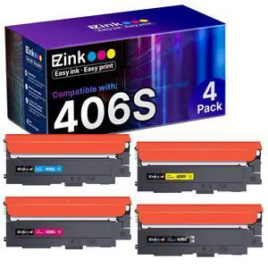 Compatible CLT-406S Toner Replacement for Samsung 406S 4 Pack | High Yield CLT-K406S CLT-C406S CLT-M406S CLT-Y406S to Use with Xpress C460W C410W Printer (Black, Cyan, Magenta, Yellow) Compatible CLT-406S Toner Replacement for Samsung 406S 4 Pack | High Yield CLT-K406S CLT-C406S CLT-M406S CLT-Y406S to Use with Xpress C460W C410W Printer (Black, Cyan, Magenta, Yellow)