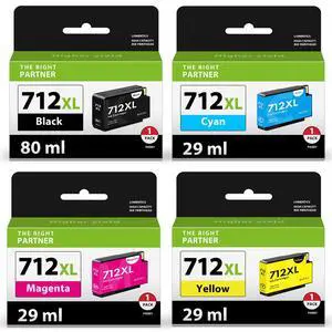 712XL 712 Ink Cartridges High Yield Replacement for HP 712 712XL Ink for DesignJet T650 T630 T230 T210 Studio Plotter Printer (4 Pack, 80-ML Black, 29-ML Cyan/Magenta/Yellow) 712XL 712 Ink Cartridges High Yield Replacement for HP 712 712XL Ink for DesignJet T650 T630 T230 T210 Studio Plotter Printer (4 Pack, 80-ML Black, 29-ML Cyan/Magenta/Yellow)