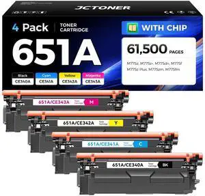 651A Toner Cartridge Set 4-Pack with Chip Replacement for HP 651A CE340A CE341A CE342A CE343A Compatible with HP LaserJet Enterprise 700 Color MFP M775dn M775f M775z M775zm M775z+ M775fm Printer Ink 651A Toner Cartridge Set 4-Pack with Chip Replacement for HP 651A CE340A CE341A CE342A CE343A Compatible with HP LaserJet Enterprise 700 Color MFP M775dn M775f M775z M775zm M775z+ M775fm Printer Ink