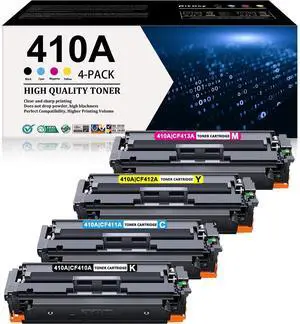 410A Toner Cartridges 4 Pack (1Black/1Cyan/1Magenta/1Yellow) Replacement for HP CF410A 410A Toner Cartridge for Color Pro MFP M477fdw M477fnw M477fdn M377dw Color Pro M452dn M452nw M452dw Printer 410A Toner Cartridges 4 Pack (1Black/1Cyan/1Magenta/1Yellow) Replacement for HP CF410A 410A Toner Cartridge for Color Pro MFP M477fdw M477fnw M477fdn M377dw Color Pro M452dn M452nw M452dw Printer