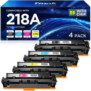 218A W2180A Toner Cartridges 4 Pack for Color LaserJet Pro | Compatible with HP Color Pro MFP 3301fdw 3301cdw 3301sdw 3201dw Printers, with Chip, 1300 Black / 1250 Color Pages 218A W2180A Toner Cartridges 4 Pack for Color LaserJet Pro | Compatible with HP Color Pro MFP 3301fdw 3301cdw 3301sdw 3201dw Printers, with Chip, 1300 Black / 1250 Color Pages