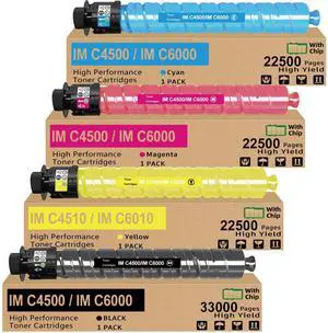 IM C4500 IM C6000 Toner Cartridges 4 Pack High Yield with Chip Compatible with IM C4500 IM C6000 Replacement for Ricoh 842279 842280 842281 842282 Printer (B/C/Y/M) IM C4500 IM C6000 Toner Cartridges 4 Pack High Yield with Chip Compatible with IM C4500 IM C6000 Replacement for Ricoh 842279 842280 842281 842282 Printer (B/C/Y/M)