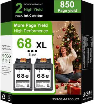 68XL Black Ink Cartridges 2 Packs High Yield Compatible for HP 68 68e Ink Cartridges Compatible for HP Envy 6155e, 6500e, 6552e, 6555e, 6558e, 6100e, 6152e Printer (2 Black) 68XL Black Ink Cartridges 2 Packs High Yield Compatible for HP 68 68e Ink Cartridges Compatible for HP Envy 6155e, 6500e, 6552e, 6555e, 6558e, 6100e, 6152e Printer (2 Black)