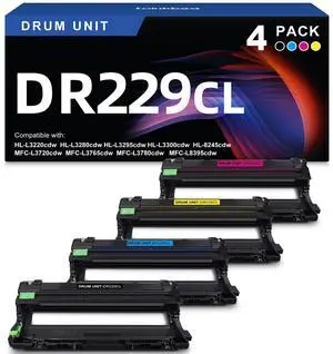 DR229CL Drum Unit Compatible for Brother DR229CL DR-229CL Use with TN229XL | work with HL-L3220CDW L3280CDW L3295CDW L3300CDW MFC-L3720CDW L3780CDW L3765CDW L8395CDW Series Printer 4 Pack (Drum Only) DR229CL Drum Unit Compatible for Brother DR229CL DR-229CL Use with TN229XL | work with HL-L3220CDW L3280CDW L3295CDW L3300CDW MFC-L3720CDW L3780CDW L3765CDW L8395CDW Series Printer 4 Pack (Drum Only)