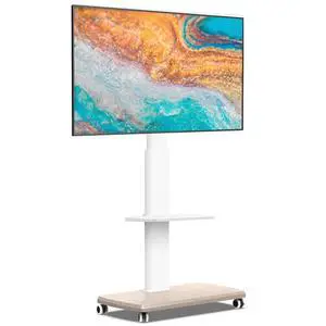 Rolling TV Stand, Mobile TV Cart on Wheels for 32-75 Inch Flat Screen TVs, Tall Floor TV Stand with Swivel Mount for Bedroom, Outdoor, Home Office, Small Dorm, White Rolling TV Stand, Mobile TV Cart on Wheels for 32-75 Inch Flat Screen TVs, Tall Floor TV Stand with Swivel Mount for Bedroom, Outdoor, Home Office, Small Dorm, White
