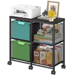 4 Drawer Lateral File Cabinet, Mobile Filing Cabinet, Printer Stand with Wheels Under Desk Storage Office Storage Cabinet Fits Letter Size for Home Office, Black 4 Drawer Lateral File Cabinet, Mobile Filing Cabinet, Printer Stand with Wheels Under Desk Storage Office Storage Cabinet Fits Letter Size for Home Office, Black