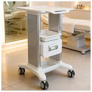 Medical Trolley Cart Mobile with Drawers, Hospital Ultrasound Cart with 4 Silent Swivel Wheels, Portable Medical Trolley Carts, 225 LBS Load, for Beauty, Salon, Clinic and Lab (Silver, Single Drawer) Medical Trolley Cart Mobile with Drawers, Hospital Ultrasound Cart with 4 Silent Swivel Wheels, Portable Medical Trolley Carts, 225 LBS Load, for Beauty, Salon, Clinic and Lab (Silver, Single Drawer)