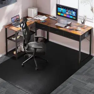 Large Office Chair Mat for Carpet, 46"x 60" Heavy Duty Desk Chair Mat | for Rolling Chairs, Waterproof, Anti-Slip Vinyl Computer Floor Protector, Easy Glide Floor Mat for Work, Home Office, Gaming Large Office Chair Mat for Carpet, 46"x 60" Heavy Duty Desk Chair Mat | for Rolling Chairs, Waterproof, Anti-Slip Vinyl Computer Floor Protector, Easy Glide Floor Mat for Work, Home Office, Gaming