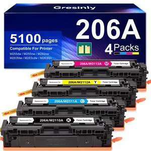 206A Toner Cartridges Set 4-Pack Compatible Replacement for HP 206A 206X for Color LaserJet Pro MFP M283fdw M283cdw M283fdn M255dw M255nw Printer W2110A Ink 206A 206X 206A Toner Cartridges Set 4-Pack Compatible Replacement for HP 206A 206X for Color LaserJet Pro MFP M283fdw M283cdw M283fdn M255dw M255nw Printer W2110A Ink 206A 206X