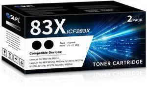 83X CF283X High Yield Toner Cartridge (Black, 2-Pack) | Compatible 83X CF283X CF283 Black Toner Replacement for HP Laser Pro M125nw M201dw M225dw M201n M125a M127fn M127fw Printer 83X CF283X High Yield Toner Cartridge (Black, 2-Pack) | Compatible 83X CF283X CF283 Black Toner Replacement for HP Laser Pro M125nw M201dw M225dw M201n M125a M127fn M127fw Printer