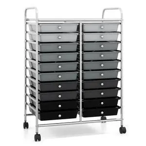 HOMGX Storage Cart with 20 Drawers, 20 Tier Multicolor Rolling Cart, File & Debris Storage Drawers on Lockable Wheels, Rolling Drawer Cart for Office/School/Home, Gradient Black HOMGX Storage Cart with 20 Drawers, 20 Tier Multicolor Rolling Cart, File & Debris Storage Drawers on Lockable Wheels, Rolling Drawer Cart for Office/School/Home, Gradient Black