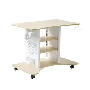 Gaming Desk Computer, 37" Rolling Desk on Wheels for Small Space, Mobile Computer Cart with Pegboards Adjustable Shelves for Gaming PS Switch, Craft Station, Home Office - Maple Gaming Desk Computer, 37" Rolling Desk on Wheels for Small Space, Mobile Computer Cart with Pegboards Adjustable Shelves for Gaming PS Switch, Craft Station, Home Office - Maple