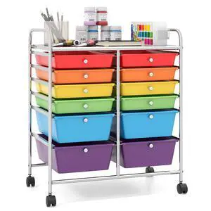 12-Drawer Rolling Storage Cart, Multipurpose Movable Organizer Cart, Utility Cart for Home, Office, School (Multicolor) 12-Drawer Rolling Storage Cart, Multipurpose Movable Organizer Cart, Utility Cart for Home, Office, School (Multicolor)