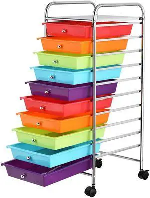Nightcore Rolling Storage Cart w/ 10 Drawers, Multipurpose Craft Storage Cart w/Lockable Casters, Rolling Cart Organizer for Tools, Scrapbook & Paper, Utility Cart for Home, Office & School Nightcore Rolling Storage Cart w/ 10 Drawers, Multipurpose Craft Storage Cart w/Lockable Casters, Rolling Cart Organizer for Tools, Scrapbook & Paper, Utility Cart for Home, Office & School