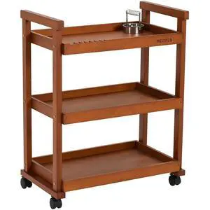 Art Supplies Cart, Walnut 3-Tier Multifunctional Art Storage Cart Organizer, Solid Beech Wood Studio Cart Art Taboret with Caster Wheels, Rolling Utility Cart Organizer for Artist Art Supplies Cart, Walnut 3-Tier Multifunctional Art Storage Cart Organizer, Solid Beech Wood Studio Cart Art Taboret with Caster Wheels, Rolling Utility Cart Organizer for Artist