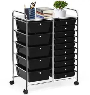 HOMGX Storage Cart with 15 Drawers, 15 Drawer Organizer Trolley, 15 Tiers Storage Trolley, File and Debris Storage Cart, Rolling Drawer Cart for Office and School (Black) HOMGX Storage Cart with 15 Drawers, 15 Drawer Organizer Trolley, 15 Tiers Storage Trolley, File and Debris Storage Cart, Rolling Drawer Cart for Office and School (Black)