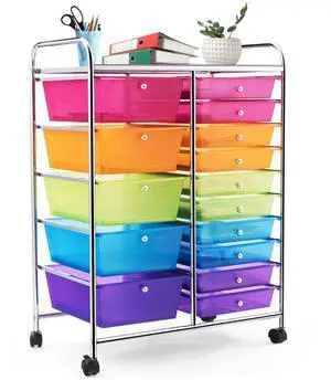 HOMGX Storage Cart with 15 Drawers, 15 Drawer Organizer Trolley, 15 Tiers Storage Trolley, File and Debris Storage Cart, Rolling Drawer Cart for Office and School (Multi-Color) HOMGX Storage Cart with 15 Drawers, 15 Drawer Organizer Trolley, 15 Tiers Storage Trolley, File and Debris Storage Cart, Rolling Drawer Cart for Office and School (Multi-Color)