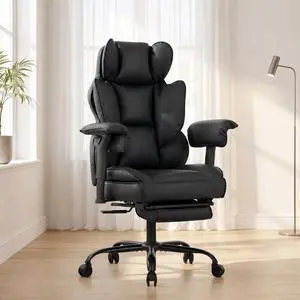 Big and Tall Gaming Office Chair 400lbs - Heavy Duty Ergonomic Computer Desk Chair with Footrest, Adjustable Armrests, High Back PU Leather with Racing Style (Black) Big and Tall Gaming Office Chair 400lbs - Heavy Duty Ergonomic Computer Desk Chair with Footrest, Adjustable Armrests, High Back PU Leather with Racing Style (Black)
