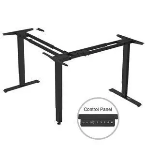 47 Electric L-Shaped Standing Desk (65 "x 70.9") Motorized Triple-Motor Height Adjustable Sit-Stand Corner Workstation, Swappable Mid-Foot Design, Frame Only (Black) 47 Electric L-Shaped Standing Desk (65 "x 70.9") Motorized Triple-Motor Height Adjustable Sit-Stand Corner Workstation, Swappable Mid-Foot Design, Frame Only (Black)