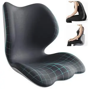 Ergonomic Lumbar Back Support Seat Cushion for Office&Car Chair Cushion | Office Chair Cushion Posture Correction Pad with Lower Back Support,Extra Thick Memory Foam,Long Sitting Comfort Ergonomic Lumbar Back Support Seat Cushion for Office&Car Chair Cushion | Office Chair Cushion Posture Correction Pad with Lower Back Support,Extra Thick Memory Foam,Long Sitting Comfort