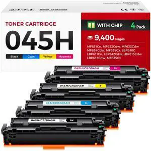045H Toner Cartridge Set 4-Pack High Yield Replacement for Canon 045 045H Compatible with Canon Color imageCLASS MF634Cdw MF632Cdw LBP612Cdw Printer Ink MF634 MF632 LBP612 Black Cyan Yellow Magenta 045H Toner Cartridge Set 4-Pack High Yield Replacement for Canon 045 045H Compatible with Canon Color imageCLASS MF634Cdw MF632Cdw LBP612Cdw Printer Ink MF634 MF632 LBP612 Black Cyan Yellow Magenta