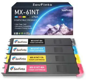 MX-61NT MX61NT Toner Cartridge Replacement for 61NTBA 61NTCA 61NTMA 61NTYA for Sharp MX-3071 MX-3070v MX-3051 MX-3050 MX-2651 MX-3570V MX-3070 MX-3550 MX-3050V MX-2630N Printer (BCMY, 4-Pack) MX-61NT MX61NT Toner Cartridge Replacement for 61NTBA 61NTCA 61NTMA 61NTYA for Sharp MX-3071 MX-3070v MX-3051 MX-3050 MX-2651 MX-3570V MX-3070 MX-3550 MX-3050V MX-2630N Printer (BCMY, 4-Pack)