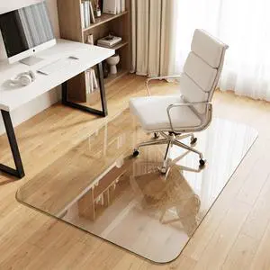 Tempered Glass Chair Mat for Hardwood Floor & Low Pile Carpet, 36" x 55" Heavy Duty Office Chair Mat with Non-Slip Pads, Scratch Resistant Floor Protector for Home Office Tempered Glass Chair Mat for Hardwood Floor & Low Pile Carpet, 36" x 55" Heavy Duty Office Chair Mat with Non-Slip Pads, Scratch Resistant Floor Protector for Home Office