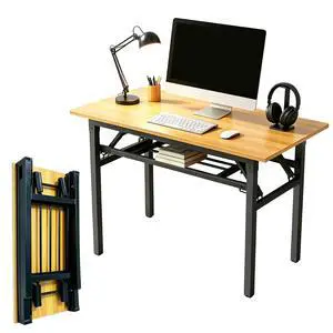 Folding Computer Desk, 31IN Double-Layer Foldable Portable Table | Foldable Portable Table, Compact Design, For Small Spaces, Bedroom/Apartment/Dorm Folding Computer Desk, 31IN Double-Layer Foldable Portable Table | Foldable Portable Table, Compact Design, For Small Spaces, Bedroom/Apartment/Dorm
