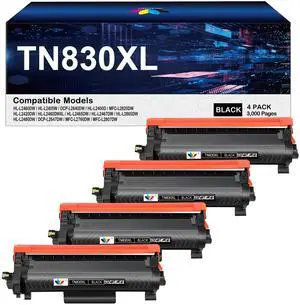 TN830XL Toner Replacement for Brother TN830XL TN830 Toner hl-l2405w Toner | for HL-L2460DW HL-L2405W HL-L2400D HL-L2480DW MFC-L2820DW MFC-L2820DW XL DCP-L2640DW MFC-L2900DW (Black,4 Pack) TN830XL Toner Replacement for Brother TN830XL TN830 Toner hl-l2405w Toner | for HL-L2460DW HL-L2405W HL-L2400D HL-L2480DW MFC-L2820DW MFC-L2820DW XL DCP-L2640DW MFC-L2900DW (Black,4 Pack)