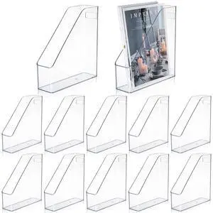12 Pcs Clear Acrylic Magazine File Holder Plastic Desk Organizer with Handle Basics Vertical Magazine Rack Desk Folder Document Storage Organizer for Home Office School Work Study Desktop Supplies 12 Pcs Clear Acrylic Magazine File Holder Plastic Desk Organizer with Handle Basics Vertical Magazine Rack Desk Folder Document Storage Organizer for Home Office School Work Study Desktop Supplies