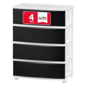 4-Drawer Wide Plastic Drawer Organizer, Matte Black | Organize clothing, accessories, crafts, and household items with spacious drawers and easy access 4-Drawer Wide Plastic Drawer Organizer, Matte Black | Organize clothing, accessories, crafts, and household items with spacious drawers and easy access