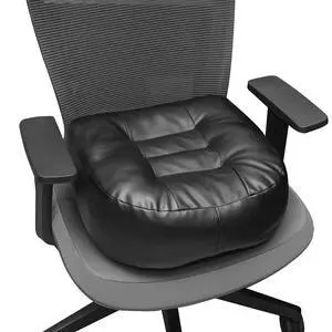 Leather Seat Cushion Extra-Thick Booster for Office Chair to Rise Height - Full Filling for Support - with Breathable Cover, Handle and Buckle - Relieves Back Pain 18"x16"x6" (Black) Leather Seat Cushion Extra-Thick Booster for Office Chair to Rise Height - Full Filling for Support - with Breathable Cover, Handle and Buckle - Relieves Back Pain 18"x16"x6" (Black)
