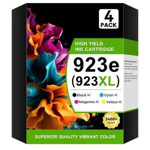 923e Ink Cartridges 4 Pack High Yield (3400+ Pages) Compatible with OfficeJet Pro 8120 8130 Series for HP 923 923e 923XL Ink Work for OfficeJet Pro 8125e 8120e 8120 8135e 8130e 8139e 8130 Printer 923e Ink Cartridges 4 Pack High Yield (3400+ Pages) Compatible with OfficeJet Pro 8120 8130 Series for HP 923 923e 923XL Ink Work for OfficeJet Pro 8125e 8120e 8120 8135e 8130e 8139e 8130 Printer