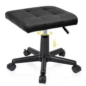 Real Leather Tall Foot Stool, Adjustable Leg Rest Ottoman Footrest with Wheels & Thick Padding, Ergonomic Footrest for Office & Gaming Chairs - Height 14.6-19.6 Inch, Lockable 360-Degree Casters Real Leather Tall Foot Stool, Adjustable Leg Rest Ottoman Footrest with Wheels & Thick Padding, Ergonomic Footrest for Office & Gaming Chairs - Height 14.6-19.6 Inch, Lockable 360-Degree Casters