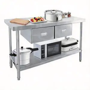 Stainless Steel Table with Drawers | 48" X 24" Commercial Work Tables with Undershelf, Metal Kitchen Prep Table for Home Restaurant Garage, Commercial Workbench Stainless Steel Table with Drawers | 48" X 24" Commercial Work Tables with Undershelf, Metal Kitchen Prep Table for Home Restaurant Garage, Commercial Workbench