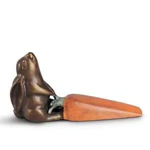Home Rabbit and Carrot Doorstop - Decorative Aluminum Door Stopper with Bronze and Orange Finish, 1 Piece Home Rabbit and Carrot Doorstop - Decorative Aluminum Door Stopper with Bronze and Orange Finish, 1 Piece