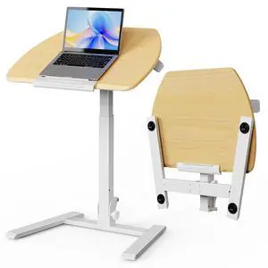 25" Folding Standing Desk, No-Assembly Height Adjustable Laptop Cart | Portable Sit-Stand Laptop Cart with Tilt Top, Mobile Workstation for Home Office, Sofa, Bedroom & Small Spaces, Natural Oak 25" Folding Standing Desk, No-Assembly Height Adjustable Laptop Cart | Portable Sit-Stand Laptop Cart with Tilt Top, Mobile Workstation for Home Office, Sofa, Bedroom & Small Spaces, Natural Oak