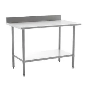 Reese Commercial Stainless Steel Prep/Work Table for Back Kitchen, 430 Stainless Steel, 18 Gauge, Adjustable Shelf, 4" Backsplash, 30" x 48" Reese Commercial Stainless Steel Prep/Work Table for Back Kitchen, 430 Stainless Steel, 18 Gauge, Adjustable Shelf, 4" Backsplash, 30" x 48"