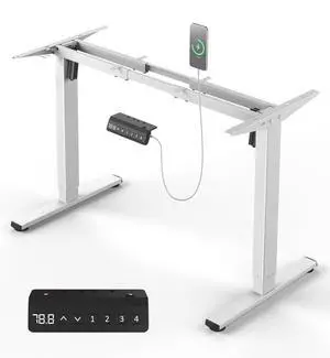 330 lbs Capacity Dual Motor Electric Height Adjustable Standing Desk Frame | Sit Stand up Desk Legs Base Workstation for 41.4 to 70.8 Desktop, Anti-Collision Function, 2 Hooks, White Frame Only 330 lbs Capacity Dual Motor Electric Height Adjustable Standing Desk Frame | Sit Stand up Desk Legs Base Workstation for 41.4 to 70.8 Desktop, Anti-Collision Function, 2 Hooks, White Frame Only