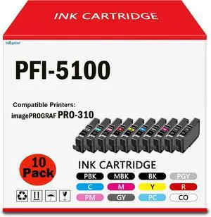 PRO310 PFI5100 Ink Cartridges High Capacity Compatible for Canon PFI-5100 Ink Cartridge use for Canon imagePROGRAF PRO-310 Printer 10 Color Pack PRO-310 Ink PRO310 PFI5100 Ink Cartridges High Capacity Compatible for Canon PFI-5100 Ink Cartridge use for Canon imagePROGRAF PRO-310 Printer 10 Color Pack PRO-310 Ink