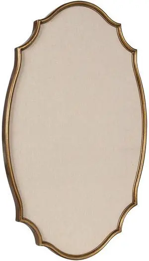 Leanna Decorative Scalloped Metal Pinboard; 24 x 36; Gold; Framed Rounded Oval Vintage Bulletin Board for Unique Display; Organization; and Decor Leanna Decorative Scalloped Metal Pinboard; 24 x 36; Gold; Framed Rounded Oval Vintage Bulletin Board for Unique Display; Organization; and Decor