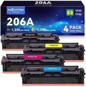206A Toner Cartridges 4 Pack Compatible Replacement for HP 206A with Chip | Latest Chip Compatible with HP Color LaserJet Pro M255dw MFP M283fdw M283cdw M283fdn Printer for Office Use BCMY-W2110A 206A Toner Cartridges 4 Pack Compatible Replacement for HP 206A with Chip | Latest Chip Compatible with HP Color LaserJet Pro M255dw MFP M283fdw M283cdw M283fdn Printer for Office Use BCMY-W2110A