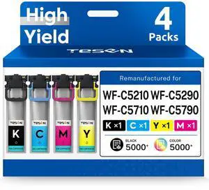 Remanufactured Ink Cartridge for WF-C5210 WF-C5290 WF-C5710 | North American Version, for Workforce Pro WF C5210 C5290 C5710 C5790 Printer, Black Cyan Magenta Yellow 4-Pack Remanufactured Ink Cartridge for WF-C5210 WF-C5290 WF-C5710 | North American Version, for Workforce Pro WF C5210 C5290 C5710 C5790 Printer, Black Cyan Magenta Yellow 4-Pack