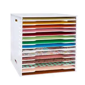 Scrapbook Paper Organizer for Sizes 12" x 12", 15 Slots File Sorter Storage, Document Holder, Desktop Scrapbook Paper Organizer Rack for Home Office School (White, 15 Slots - Standard Size) Scrapbook Paper Organizer for Sizes 12" x 12", 15 Slots File Sorter Storage, Document Holder, Desktop Scrapbook Paper Organizer Rack for Home Office School (White, 15 Slots - Standard Size)