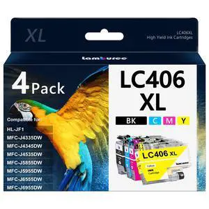 LC406XL Ink Cartridges with High-Yield Replacement for Brother LC406 XL Work with MFC-J4335DW MFC-J4535DW MFC-J5855DW MFC-J5955DW MFC-J6555DW MFC-J6955DW Printers (Black Cyan Magenta Yellow, 4 Pack) LC406XL Ink Cartridges with High-Yield Replacement for Brother LC406 XL Work with MFC-J4335DW MFC-J4535DW MFC-J5855DW MFC-J5955DW MFC-J6555DW MFC-J6955DW Printers (Black Cyan Magenta Yellow, 4 Pack)