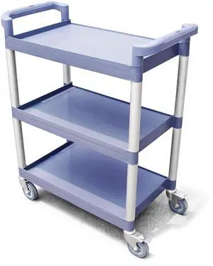 Heavy-Duty 3-Tier Plastic Utility Bus Cart with Locking Casters, 350 lb Capacity, 42.5 x 19.5 x 38.5 Inch, Gray Heavy-Duty 3-Tier Plastic Utility Bus Cart with Locking Casters, 350 lb Capacity, 42.5 x 19.5 x 38.5 Inch, Gray