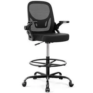 450lbs Drafting Chair Tall Office Chair for Standing Desk with Flip-up Armrests,Ergonomic High Desk Chair with Lumbar Support and Adjustable Footrest Ring for Office,Black 450lbs Drafting Chair Tall Office Chair for Standing Desk with Flip-up Armrests,Ergonomic High Desk Chair with Lumbar Support and Adjustable Footrest Ring for Office,Black