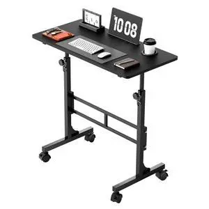 Standing Desk Adjustable Height, Mobile Stand Up Desk with Wheels, 32 Inch Portable Rolling Desks, Computer Office Workstations for Office, Sofa, Bedroom, Black Standing Desk Adjustable Height, Mobile Stand Up Desk with Wheels, 32 Inch Portable Rolling Desks, Computer Office Workstations for Office, Sofa, Bedroom, Black